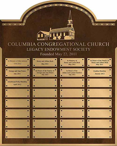 Bronze church plaque donor recogntion with add on plaques